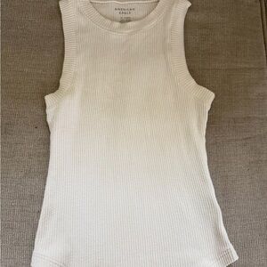 American Eagle Outfitters Cream Ribbed Tank Top